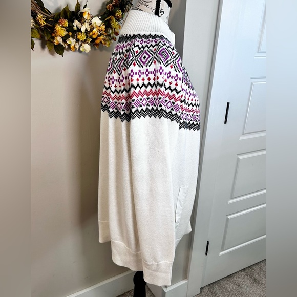 TALBOTS Thermolite® Modern Fair Isle Snap Front Sweater Jacket NWT Sz XL - Picture 6 of 12